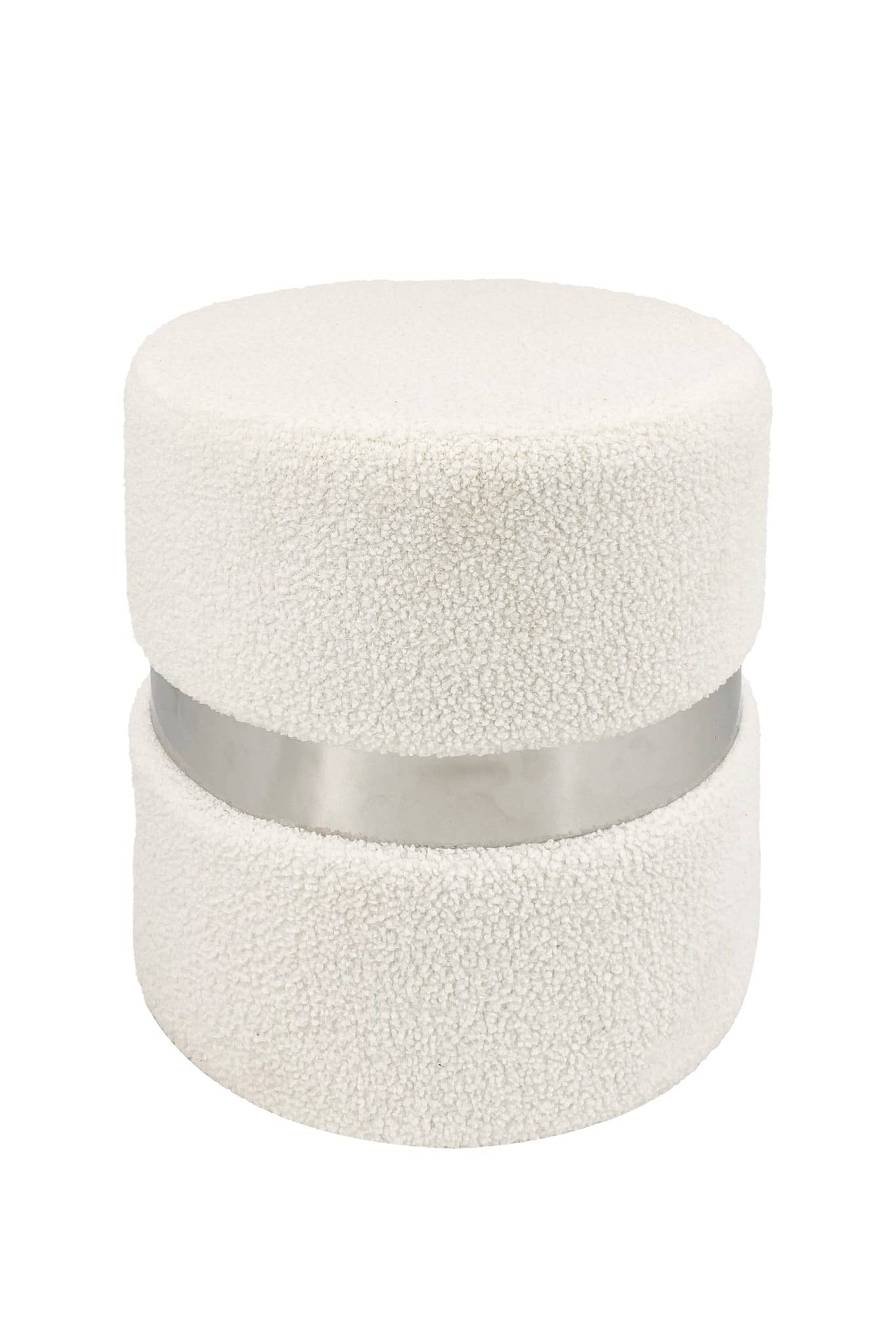 Ecloz - Pouf Dave en peluche - blanc et argent - ECLOZ
