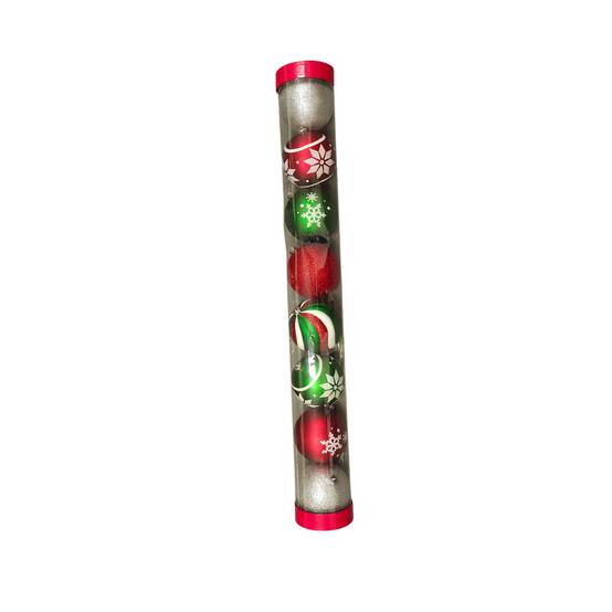 Ecloz - Tube de 8 boules de Noël - décor vert et rouge - Ø. 15 cm - ECLOZ - Image 1