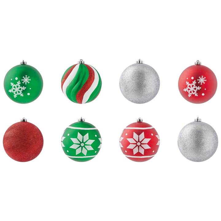 Ecloz - Tube de 8 boules de Noël - décor vert et rouge  - Ø. 15 cm - ECLOZ - Image 2