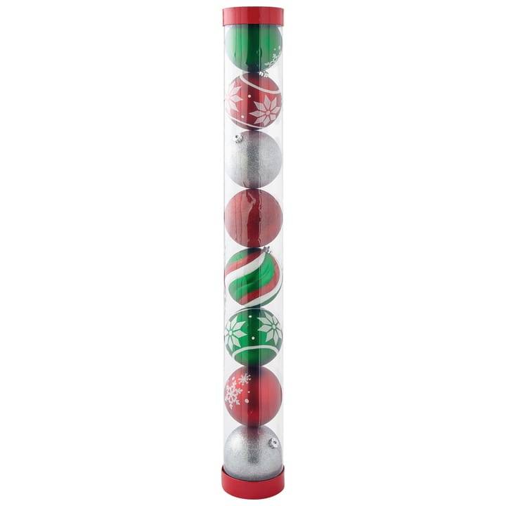 Ecloz - Tube de 8 boules de Noël - décor vert et rouge  - Ø. 15 cm - ECLOZ - Image 3
