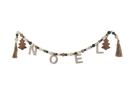 Ecloz - Guirlande déco lettres Noël en bois - vert et blanc - ECLOZ