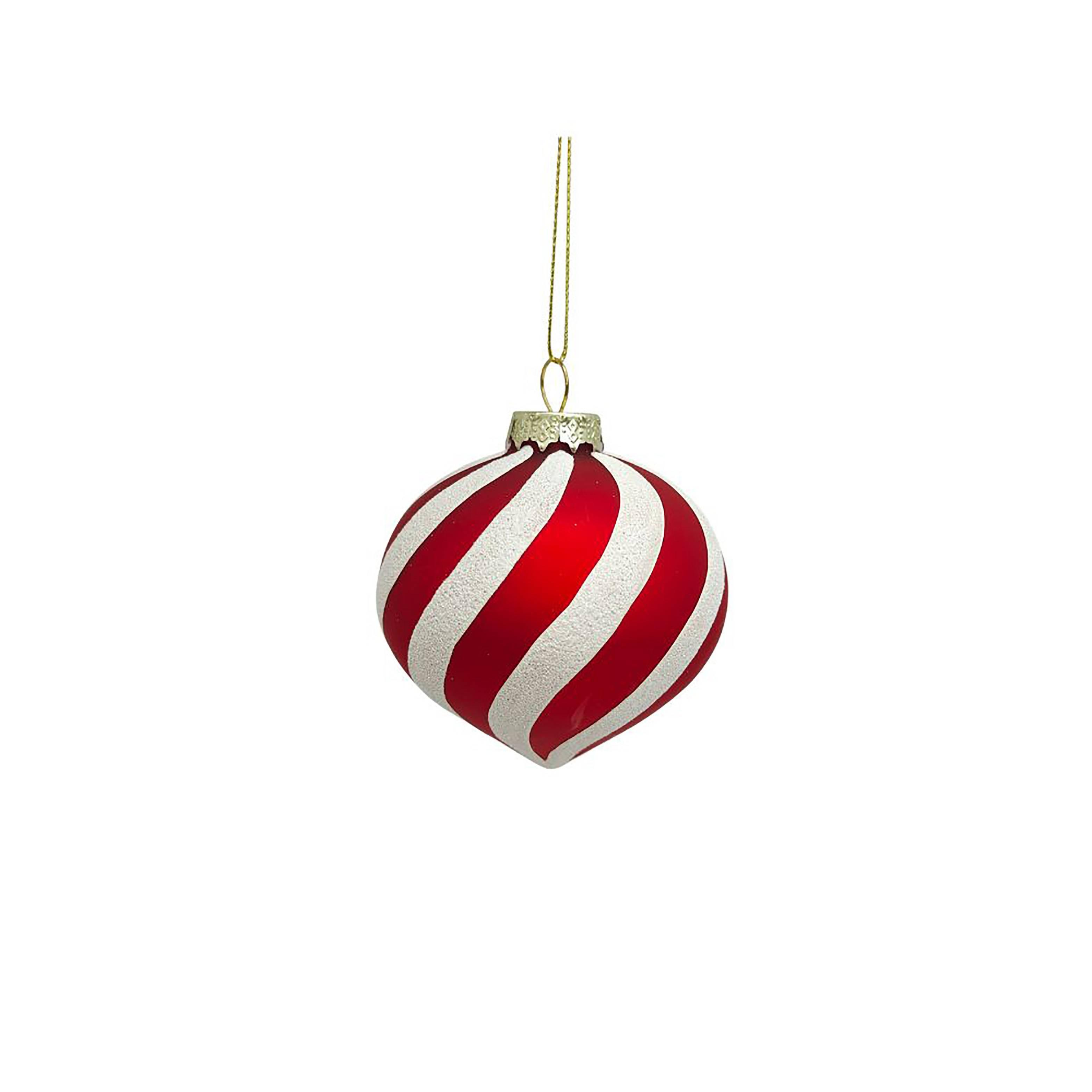 Ecloz - Boule de Noël toupie - rayée rouge et blanc - Ø. 8 cm - ECLOZ - Image 1