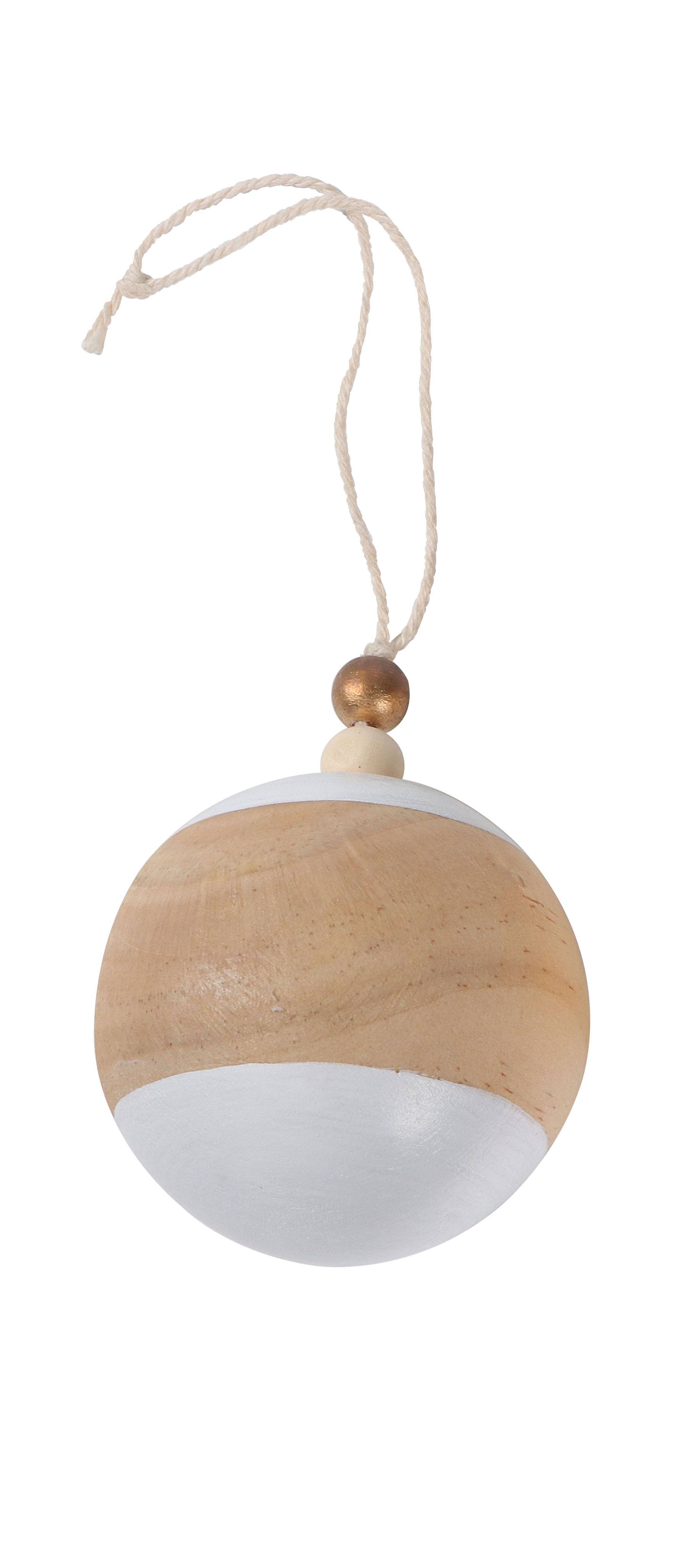 Ecloz - Boule de Noël en bois - blanc et bois naturel - ECLOZ