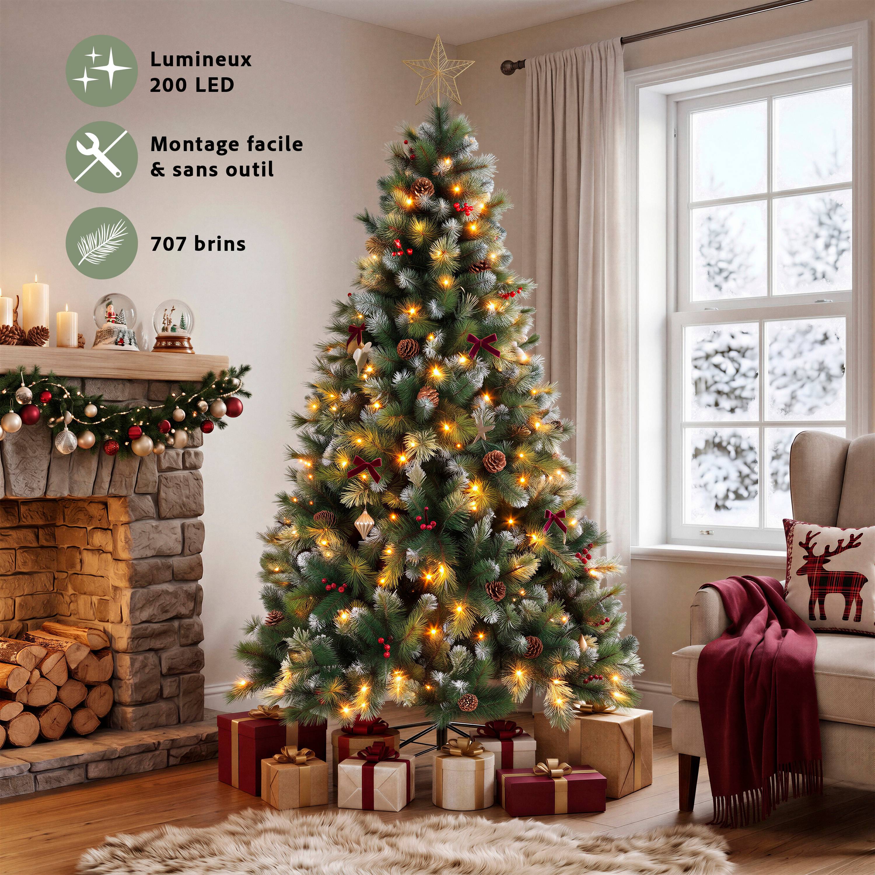 Ecloz - Árbol de Navidad artificial Valloire luminoso - 180 cm - ECLOZ - Imagen 8