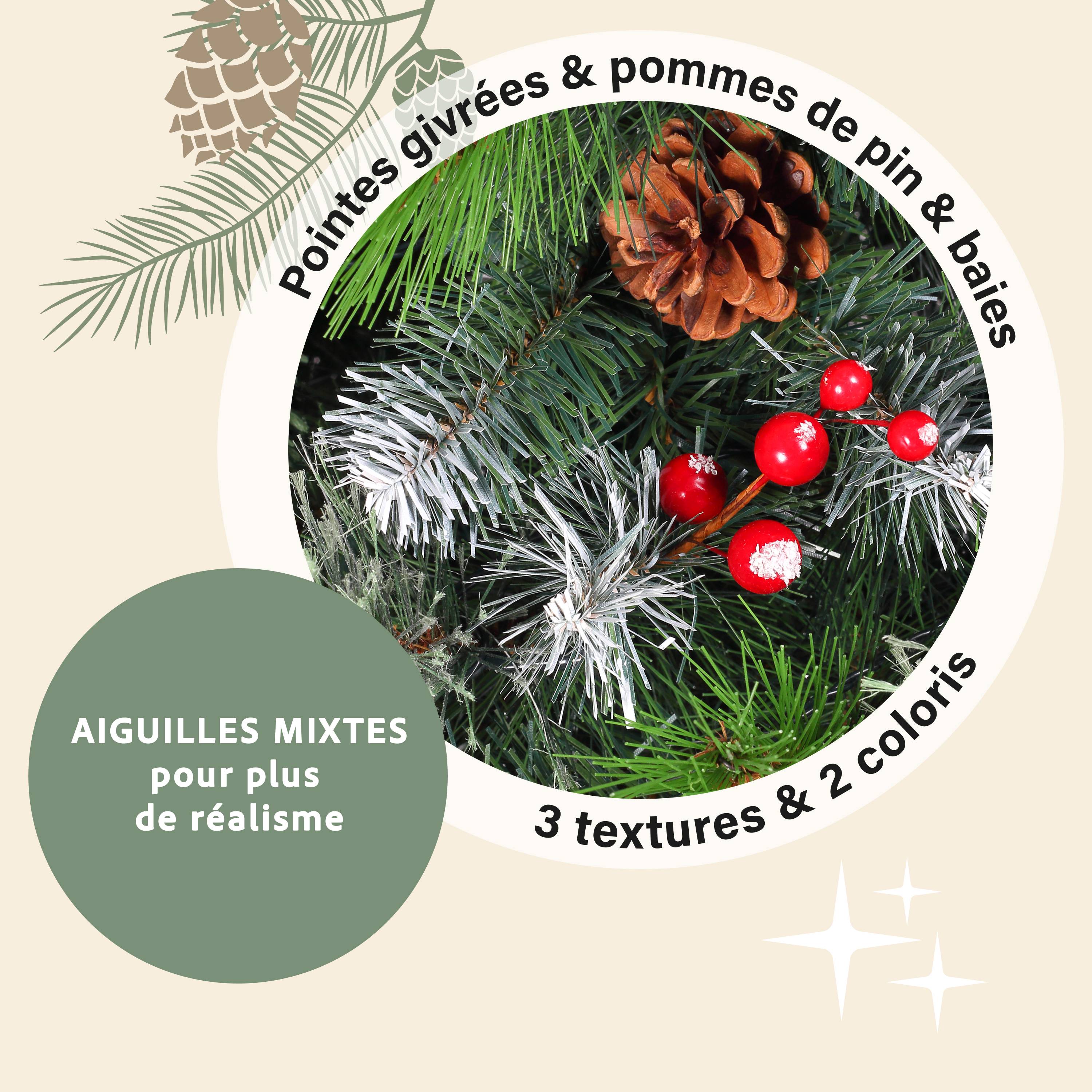 Ecloz - Árbol de Navidad artificial Valloire luminoso - 180 cm - ECLOZ - Imagen 2