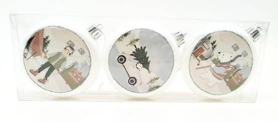 Ecloz - Lot de 3 boules de Noël plates - blanc - ECLOZ