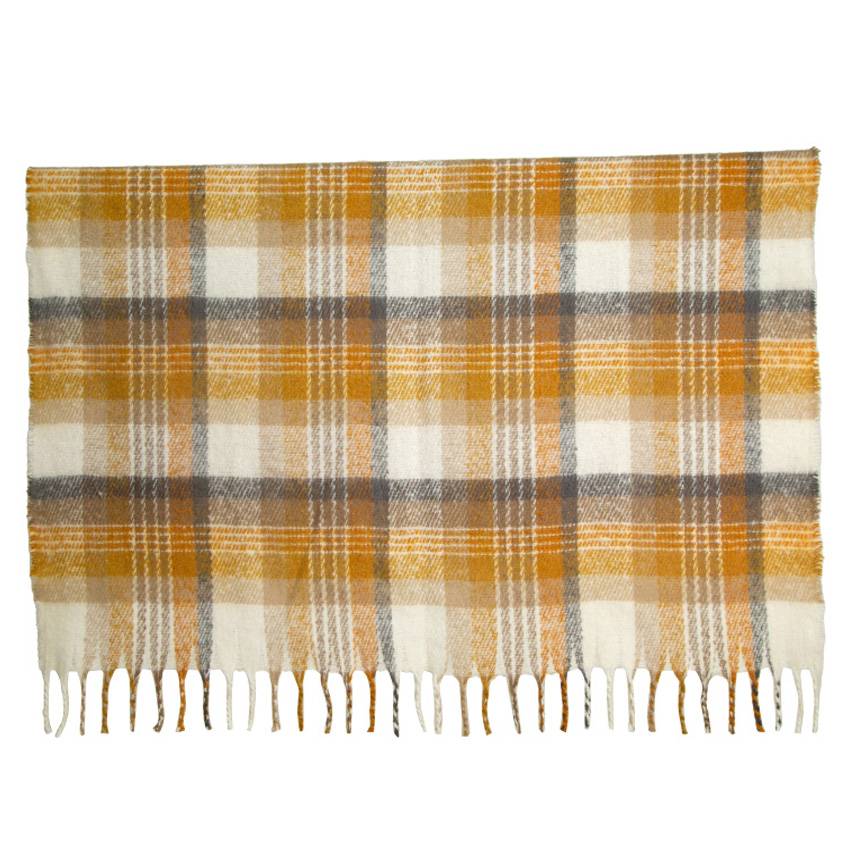 Ecloz - Plaid avec franges tartan jaune noir et blanc L.26 x l.34 cm - ECLOZ - Imagen 1