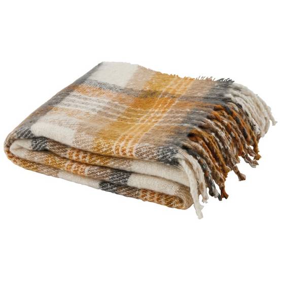 Ecloz - Plaid avec franges tartan jaune noir et blanc L.26 x l.34 cm - ECLOZ - Image 4