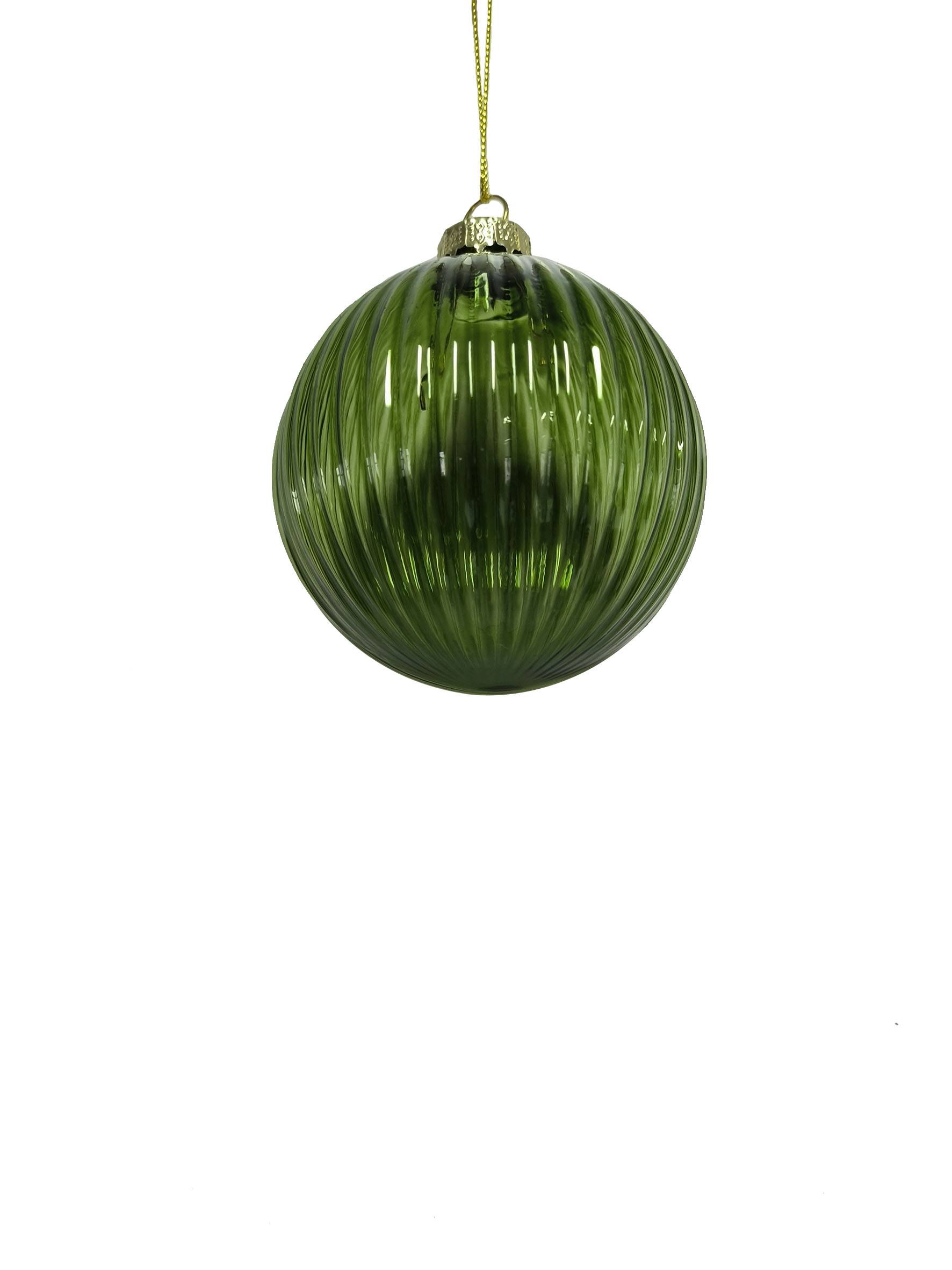 Ecloz - Boule de Noël en verre - rayée vert - Ø. 8 cm - ECLOZ