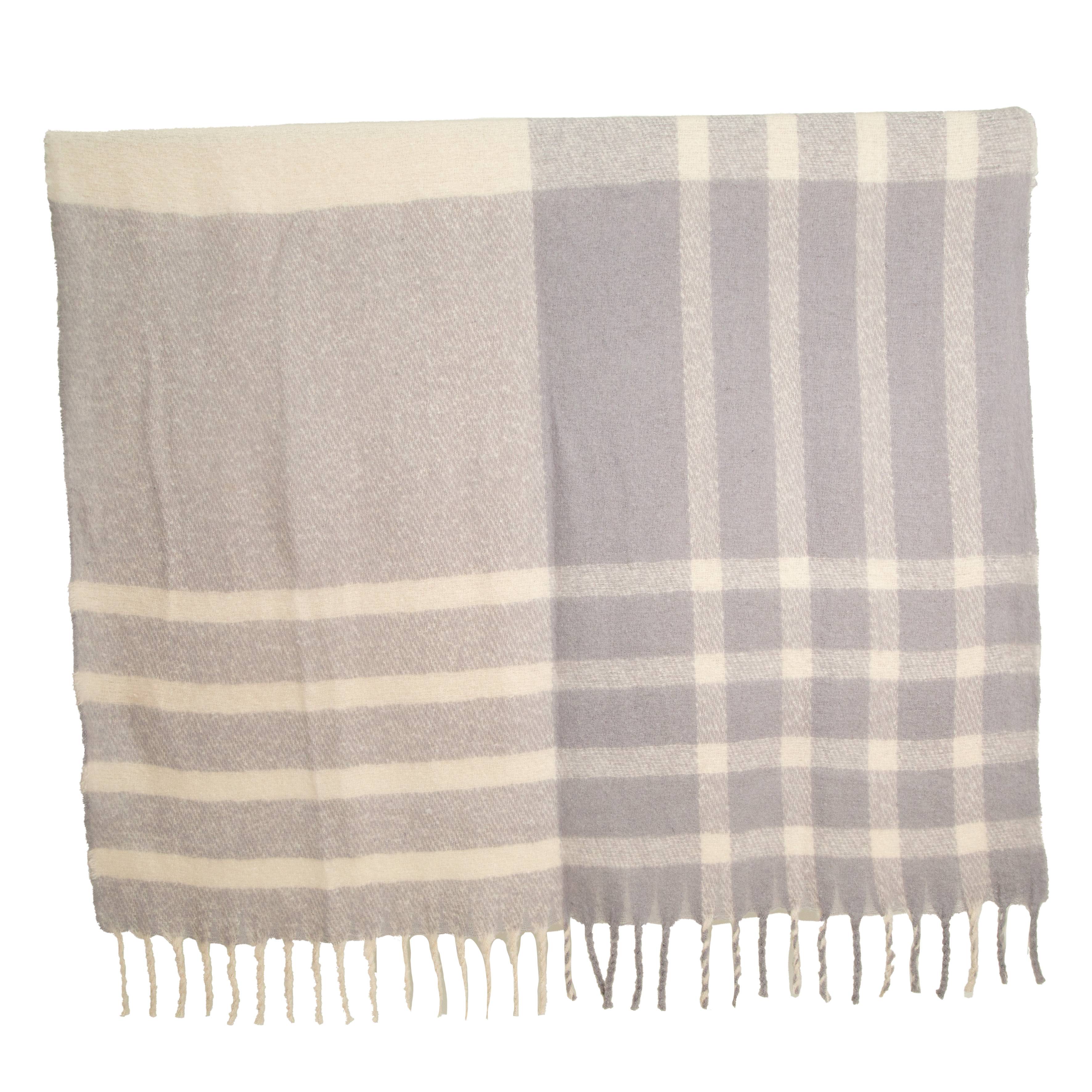 Ecloz - Plaid avec franges - gris et blanc - ECLOZ - Imagen 1