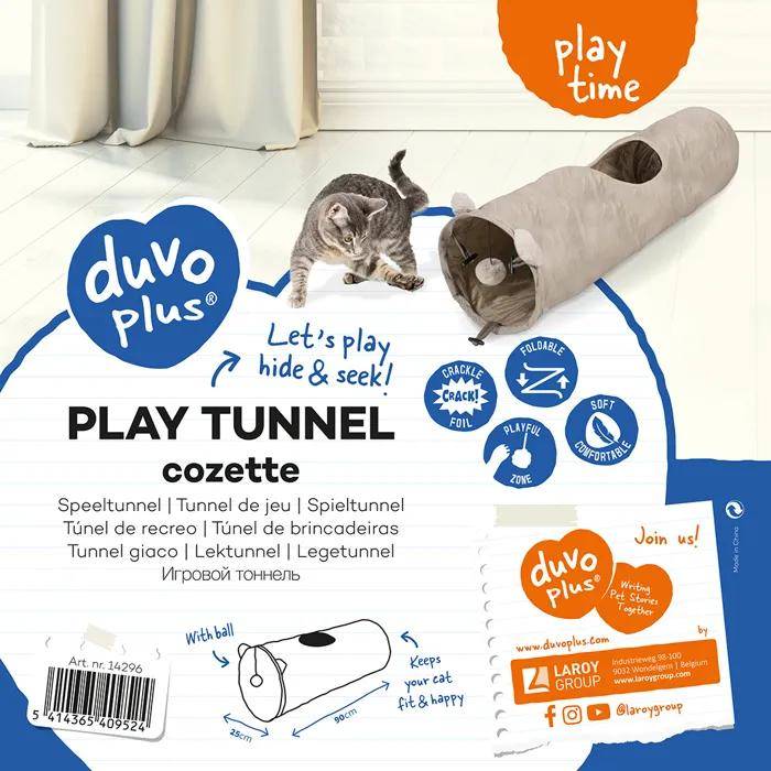 Tunnel de jeu Cozette pour rongeurs en tissu beige - Duvoplus - Imagen 2