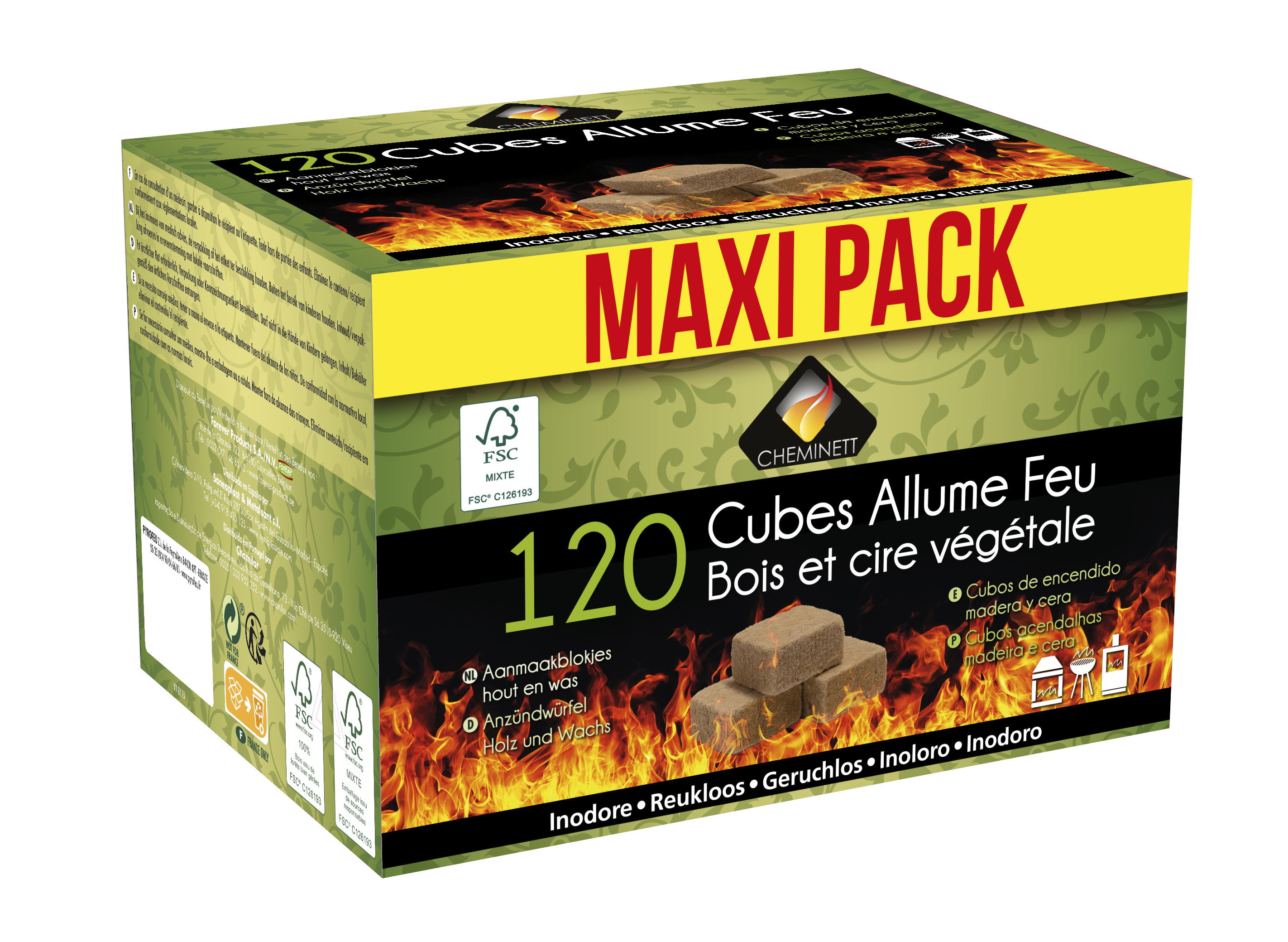 Plaque Allume-Feu Bois Cire Végétale 100% Naturel – FLAMETT - Imagen 1