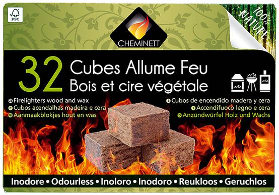Allume feu cubes bois inodore 32 pcs – PYROFEU - Image 1