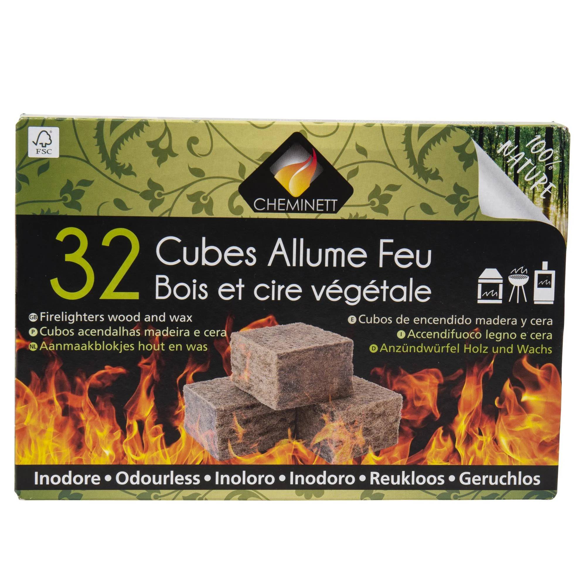 Allume feu cubes bois inodore 32 pcs – PYROFEU - Imagen 2