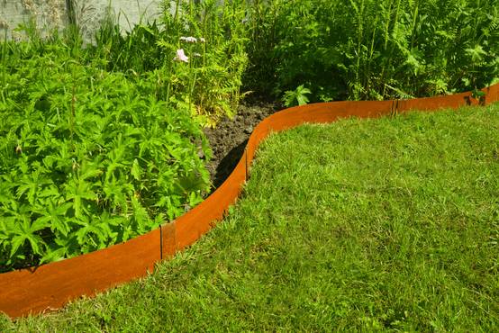Bordure acier Corten H 10,2 cm L 264 cm 4 ancres - CORTEN - Image 1