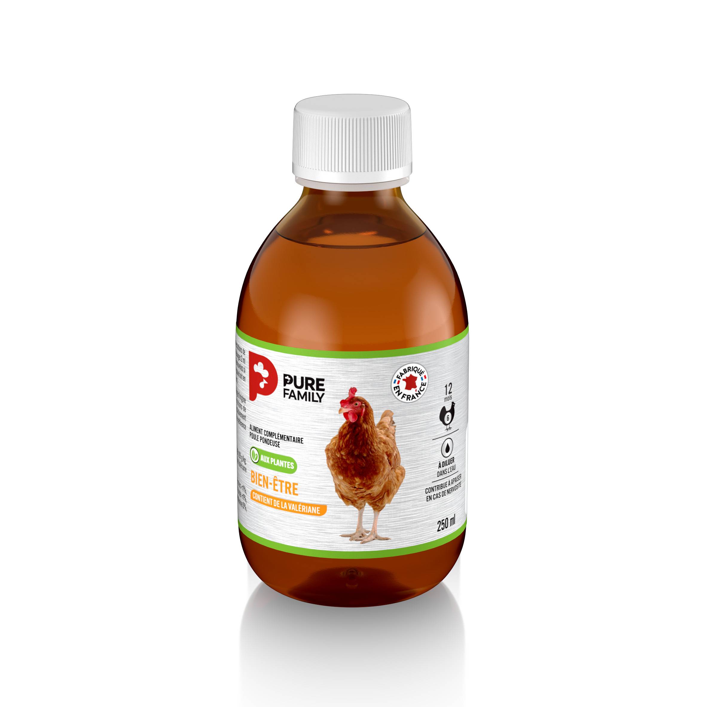 Pure Family - Complément liquide anti-stress aux plantes pour poule 250 ml - Pure Family