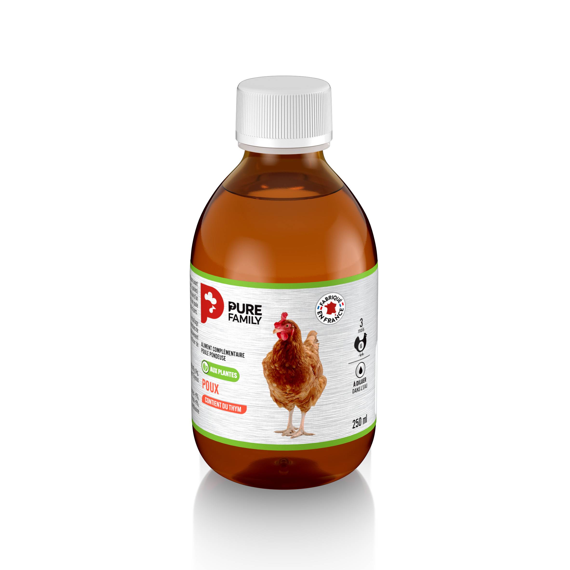 Pure Family - Complemento líquido antipiojos para gallina 250 ml - Pure Family
