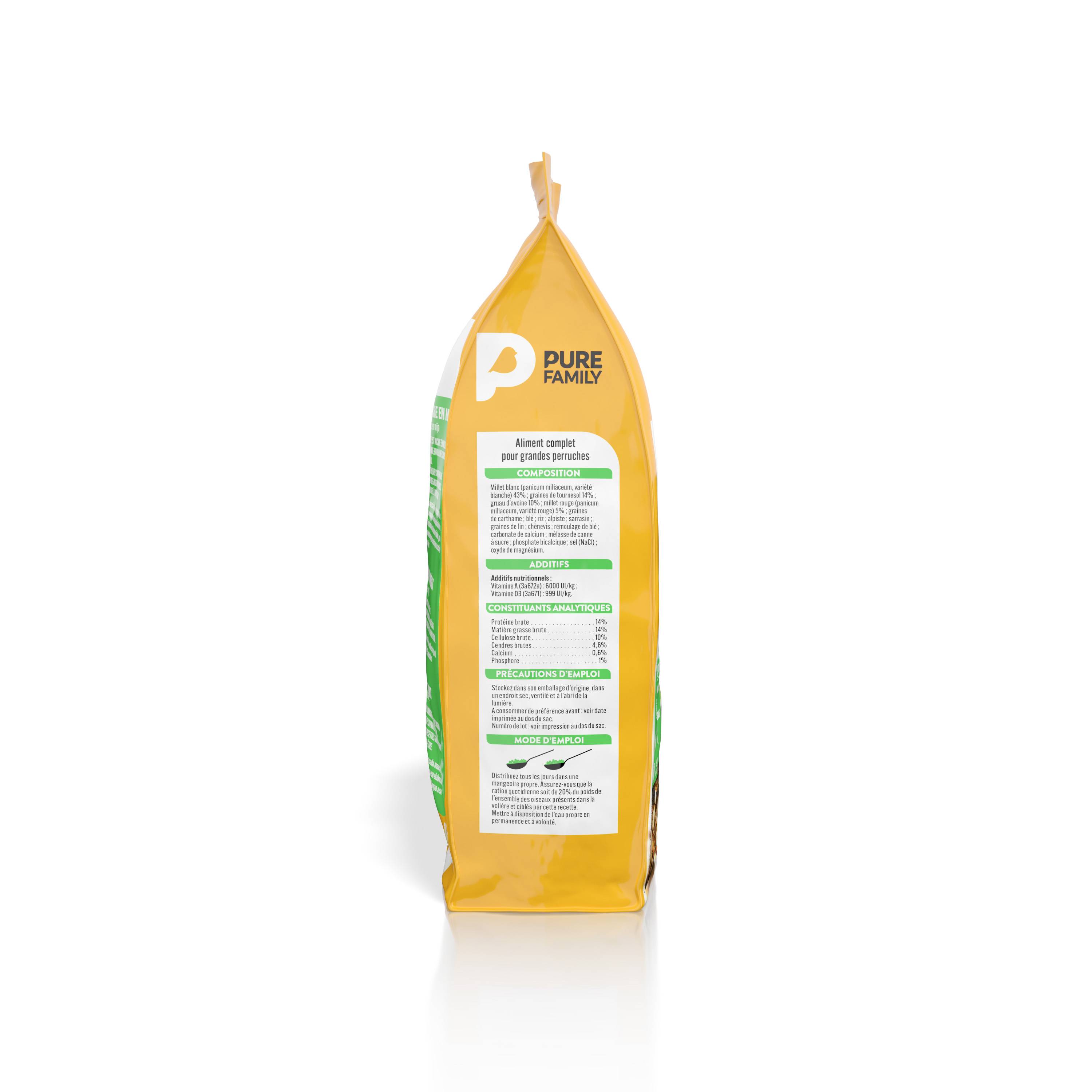 Pure Family - Pure Family - Mélange complet pour grandes perruches 1 kg - Imagen 2