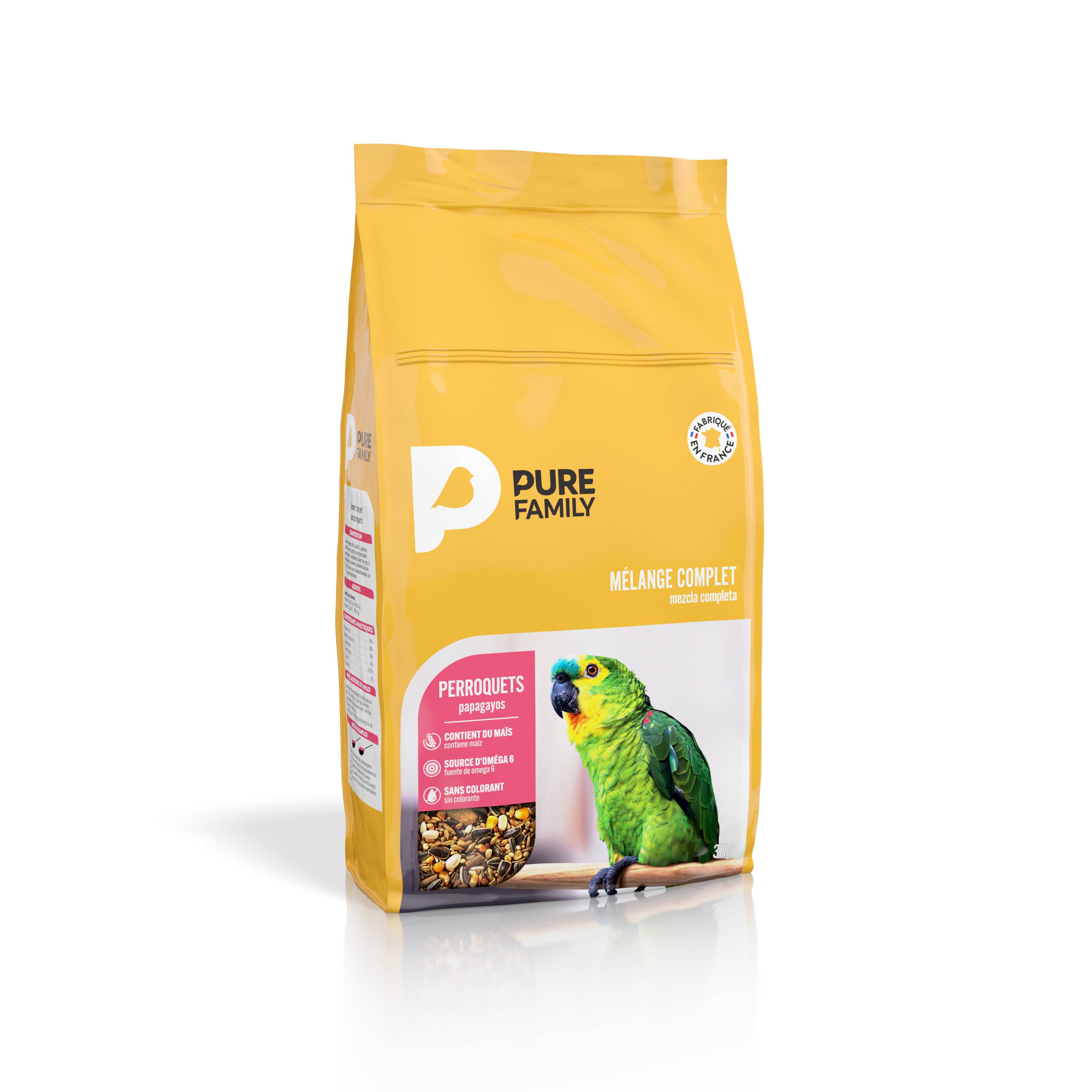 Pure Family - Mélange complet graines Perroquets 3Kg - PURE FAMILY - Imagen 2