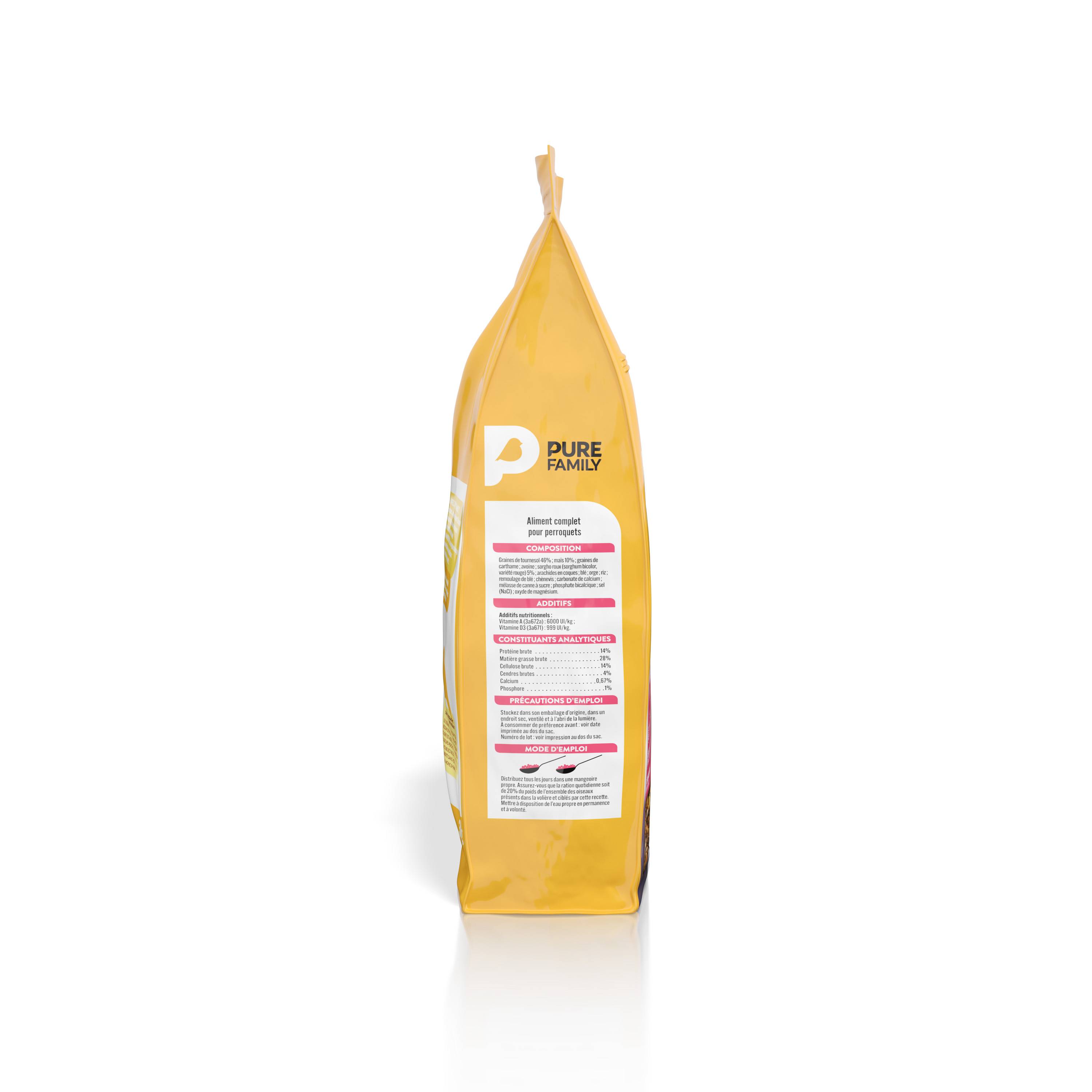 Pure Family - Mélange complet graines Perroquets 3Kg - PURE FAMILY - Imagen 3