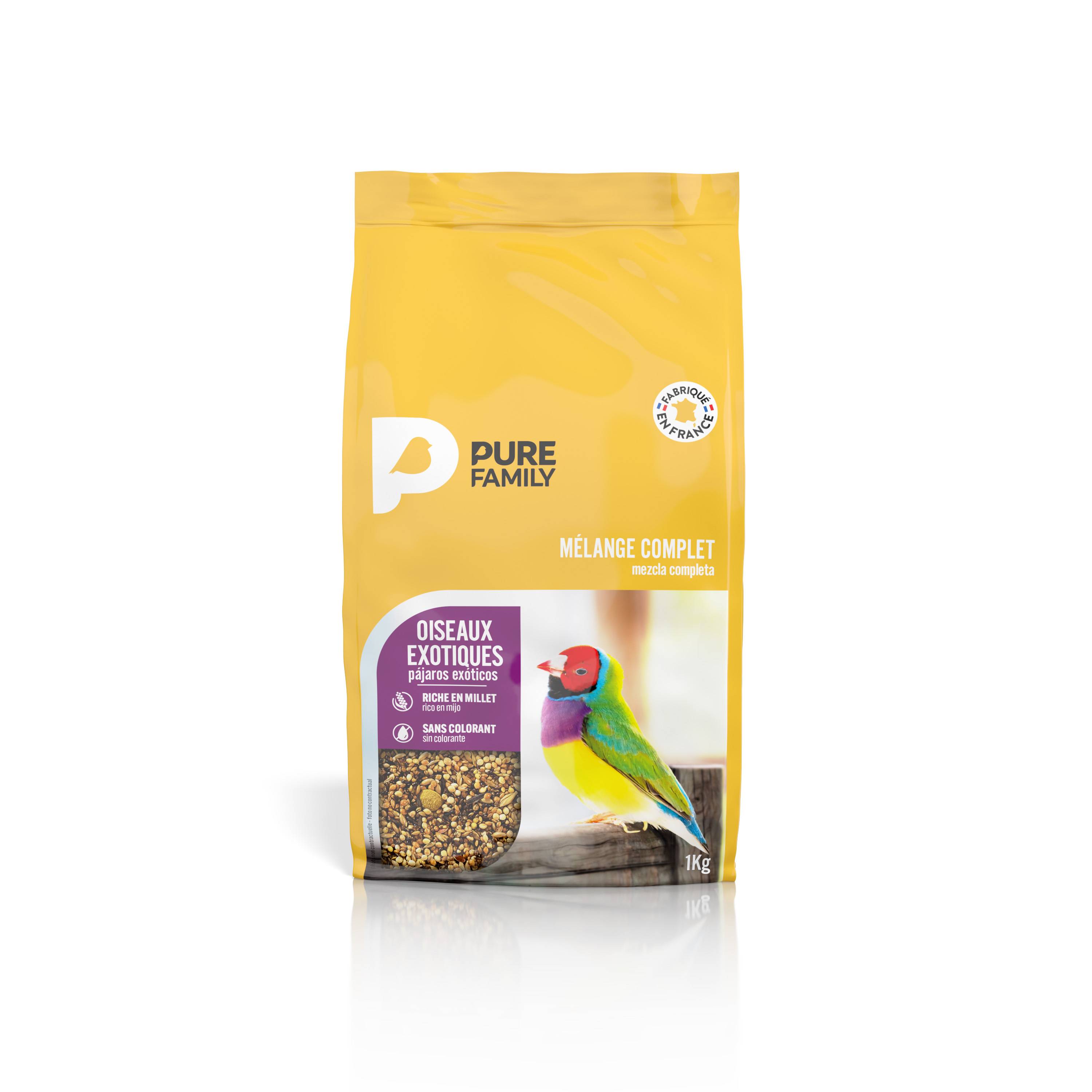 Pure Family - Pure Family - Mélange complet pour oiseaux exotiques 1 kg - Imagen 2