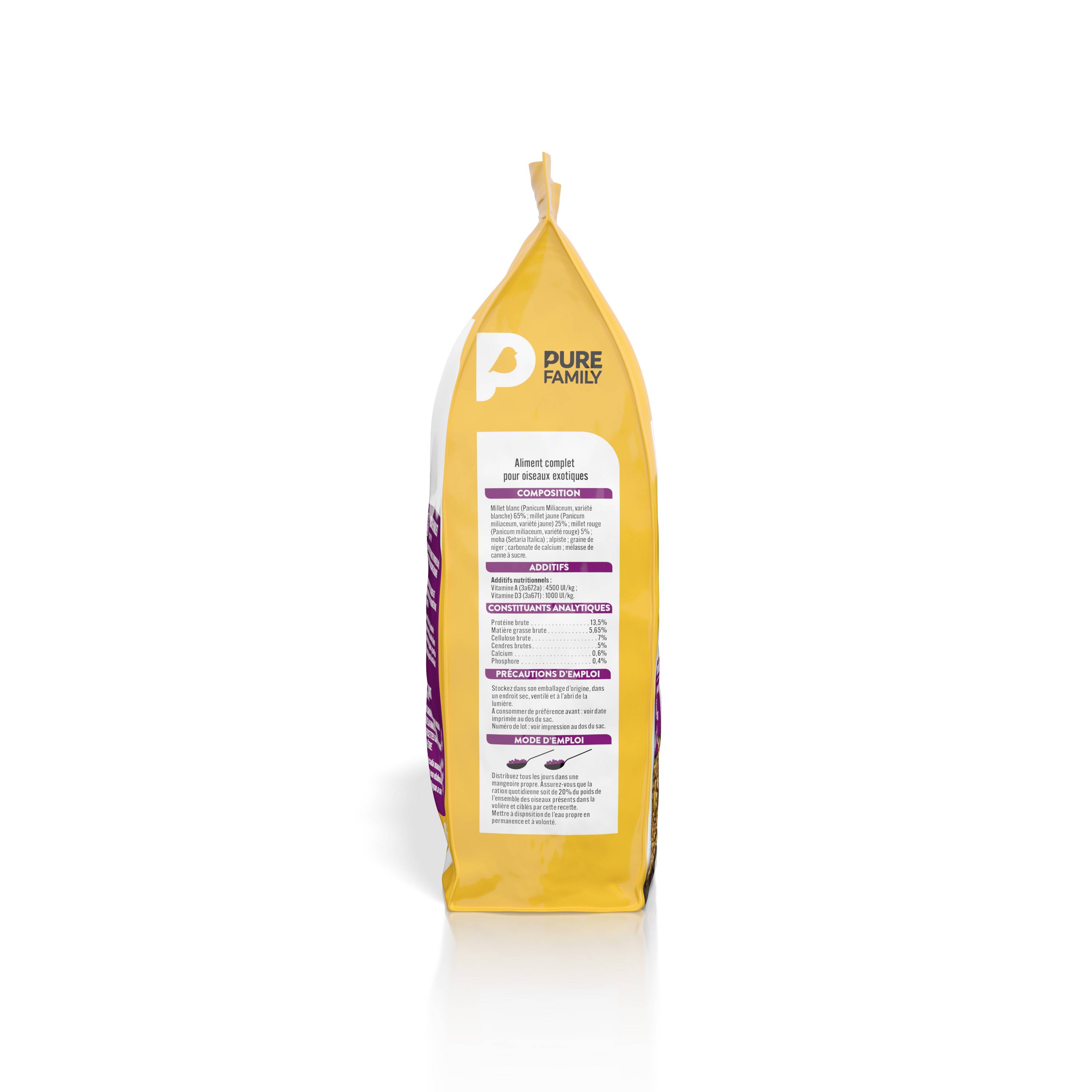 Pure Family - Pure Family - Mélange complet pour oiseaux exotiques 1 kg - Imagen 3