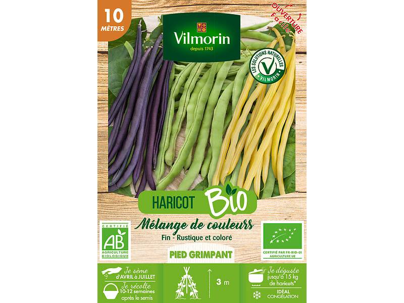 Vilmorin - Haricot Grimpant en Mélange de Couleurs Bio serie 10M boîte graines 65 g - Vilmorin - Image 1