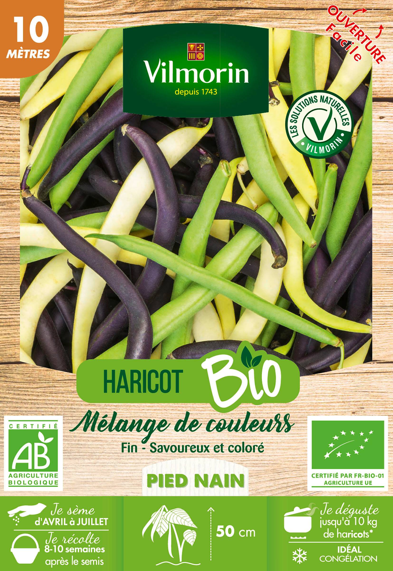 Vilmorin - Haricot Nain en Mélange de Couleurs Bio serie 10M boîte graines 57 g - Vilmorin - Image 2