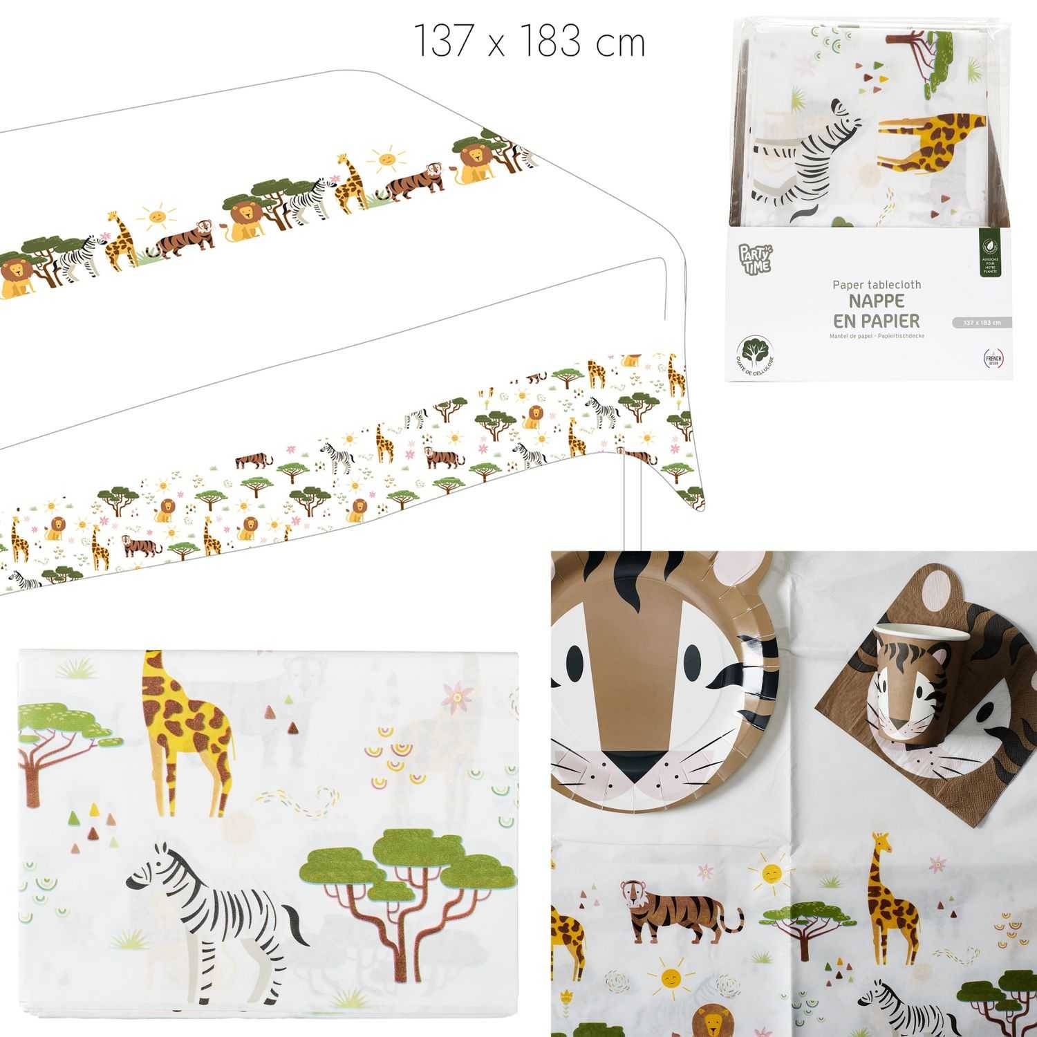 Nappe en papier savane blanc L.183 cm l.137 cm - Paris prix