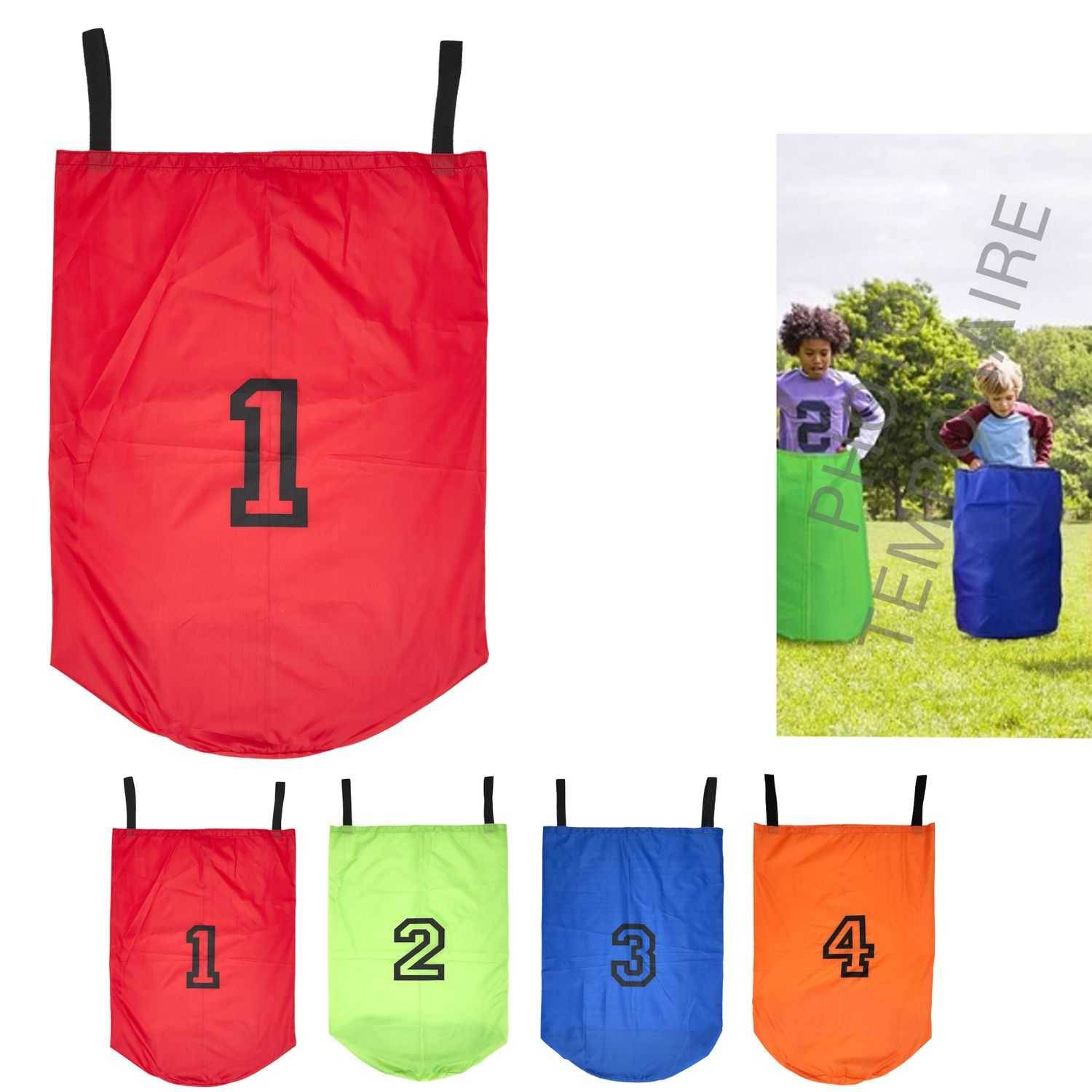Juego carrera en saco Poliéster Rojo Verde Azul Naranja H 110 cm L 30 cm - MISTER GADGET - Imagen 1