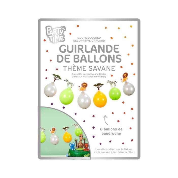 Guirlande 6 ballons thème savane papier et latex multicolore L.300 cm l.23 cm H.18 cm - Imagen 3