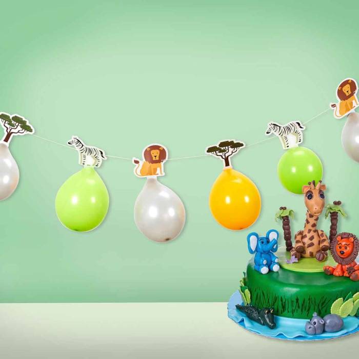 Guirlande 6 ballons thème savane papier et latex multicolore L.300 cm l.23 cm H.18 cm - Imagen 2