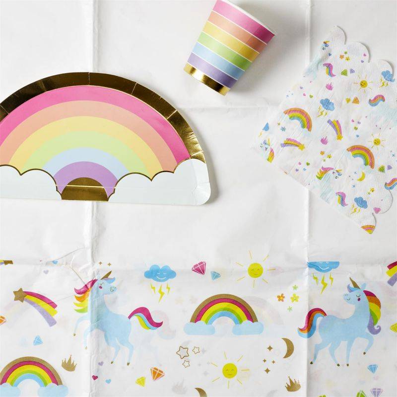 Nappe en papier licorne blanc L.183 cm l.137 cm - Paris prix - Imagen 5