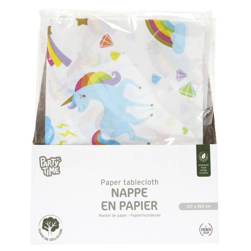 Nappe en papier licorne blanc L.183 cm l.137 cm - Paris prix - Imagen 4