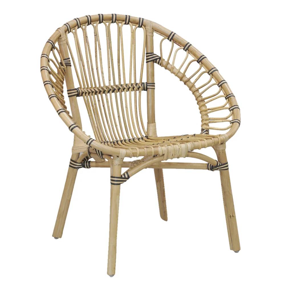 Fauteuil rond rotin naturel H 85 cm L 55 cm P 70 cm – AUBRY GASPARD - Imagen 4