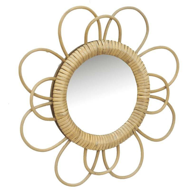 Miroir Fleur Rotin Naturel Ø 31 cm – - Imagen 1