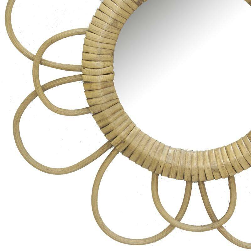 Miroir Fleur Rotin Naturel Ø 31 cm – - Imagen 2