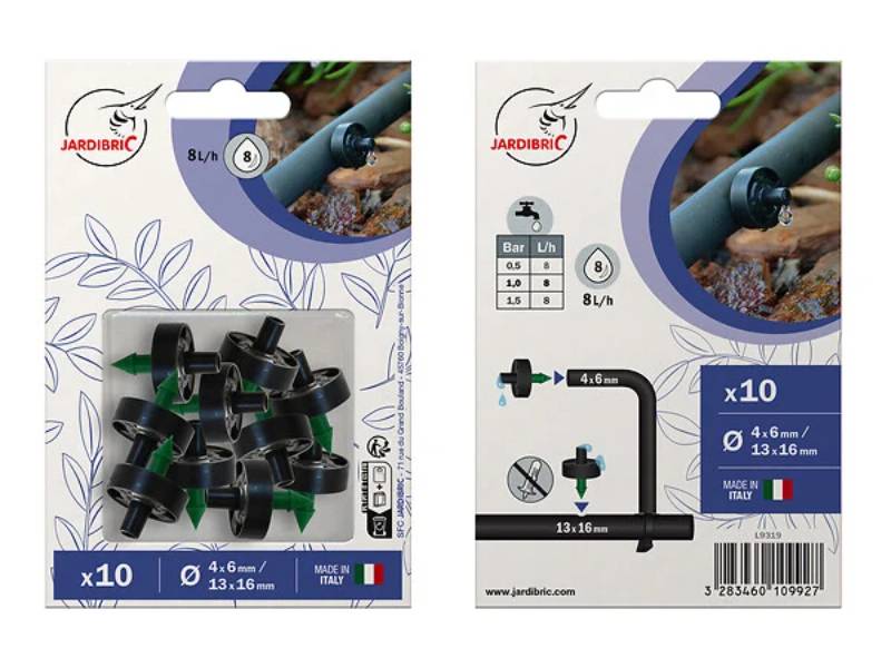 Goutteurs Auto-régulants Auto-perçants 8L/H Lot de 10 - JARDIBRIC