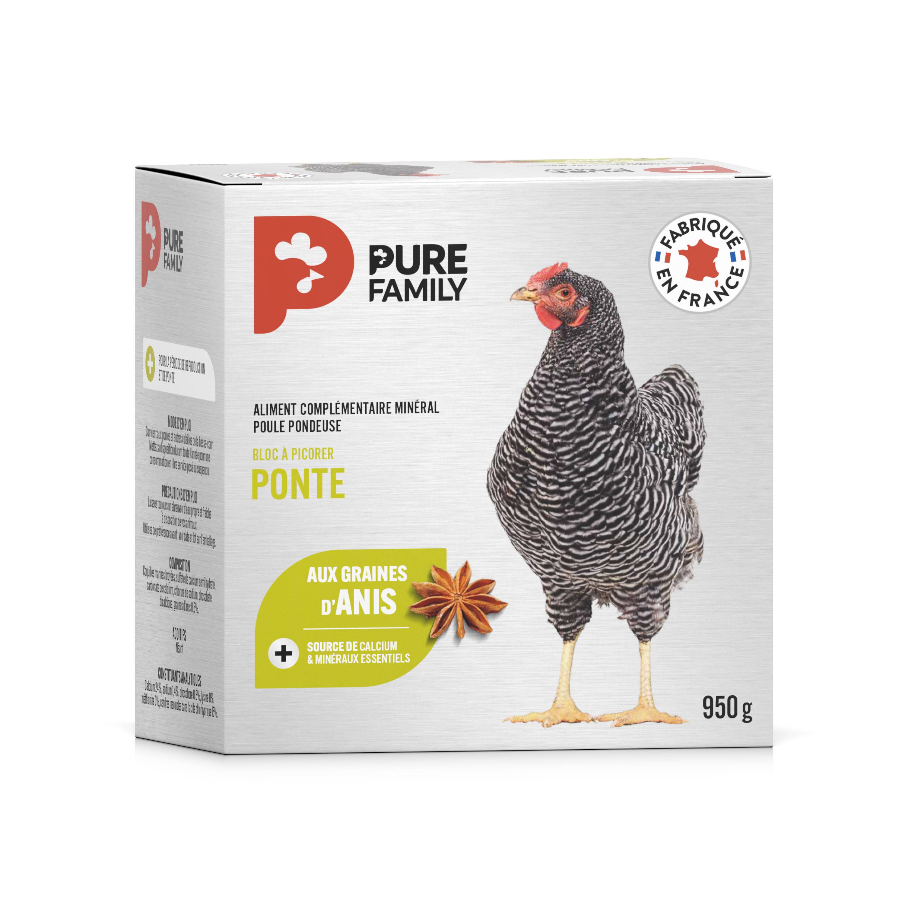 Pure Family - Complément minéral Bloc anisé pour poule 950 g - Pure Family - Image 1