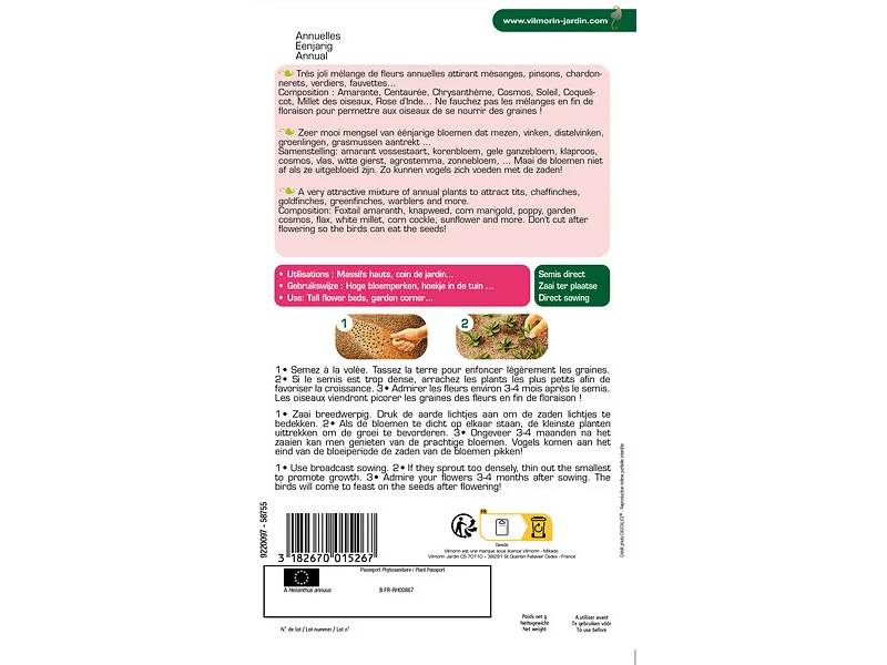 Vilmorin - Mélange de fleurs Attire les Oiseaux serie 2 sachet graines 12 g - Vilmorin - Image 7