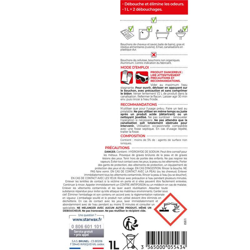 Starwax - Déboucheur liquide Soude - STARWAX - Imagen 2