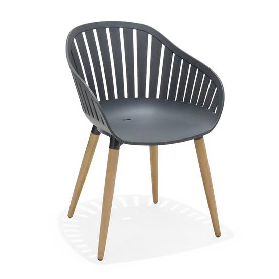 Ecloz - Fauteuil Coque Alu Résine Gris Foncé 55 x 53 x H 80 cm - ECLOZ