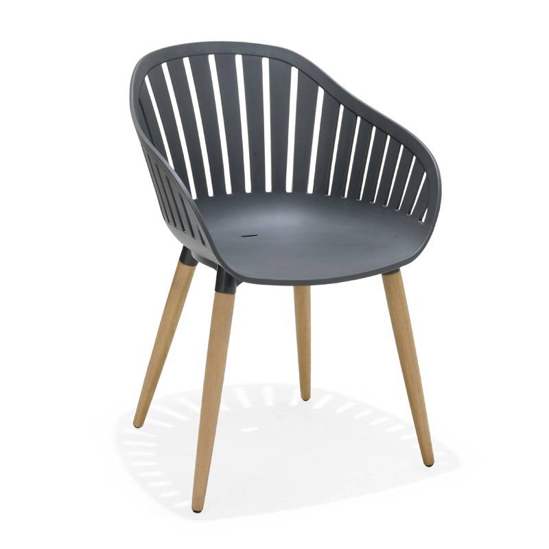 Ecloz - Fauteuil Coque Alu Résine Gris Foncé 55 x 53 x H 80 cm - ECLOZ