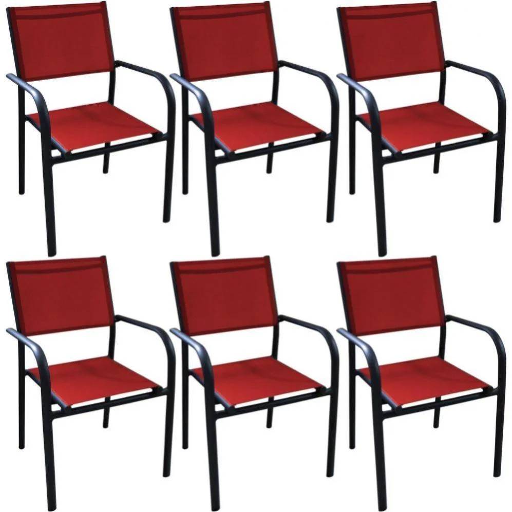 Fauteuil jardin aluminium epoxy graphite rouge H 92 cm - DUCA - Image 7