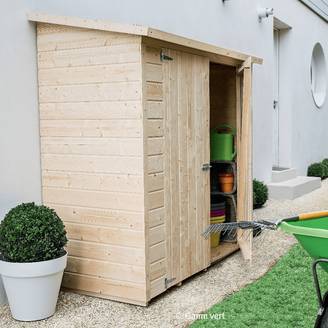 Decor et Jardin - Remise adossée bois 1800 litres 1,3m² Décor et Jardin