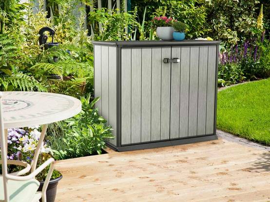 Keter - Armoire de jardin Patio Store Brossium résine gris H.115 cm modèle 1000 L - Keter - Image 1