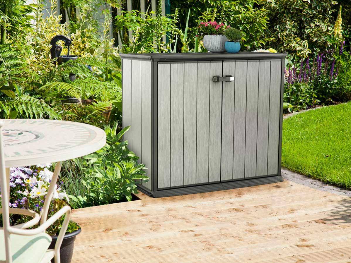 Keter - Armoire de jardin Patio Store Brossium résine gris H.115 cm modèle 1000 L - Keter