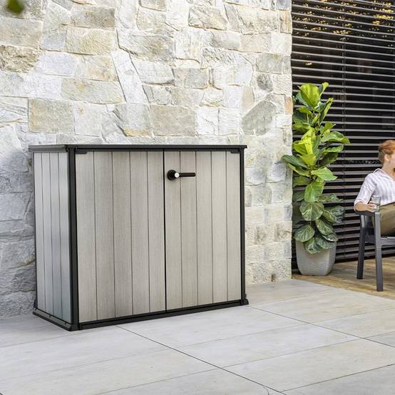 Keter - Armoire de jardin Patio Store Brossium résine gris H.115 cm modèle 1000 L - Keter - Image 2