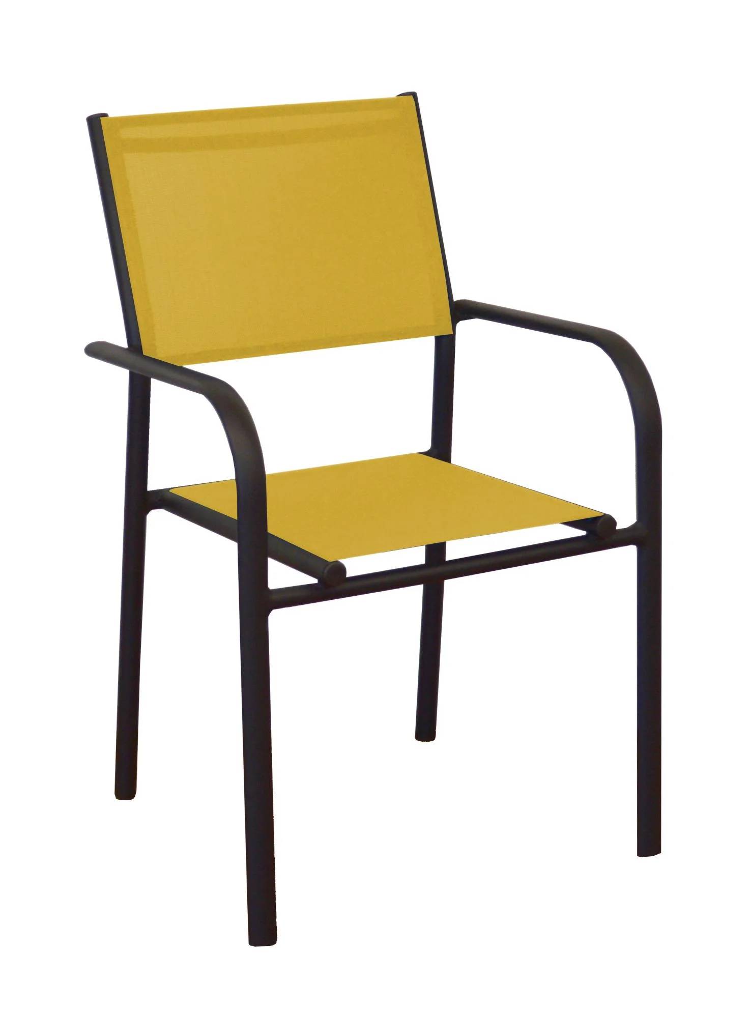 Fauteuil de jardin Aluminium Textilène Graphite Moutarde – DUCA - Image 4