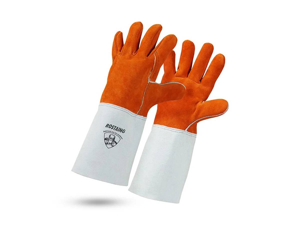 Rostaing - Gants de soudage cuir croûte bovin orange taille 9 ROSTAING - Image 3